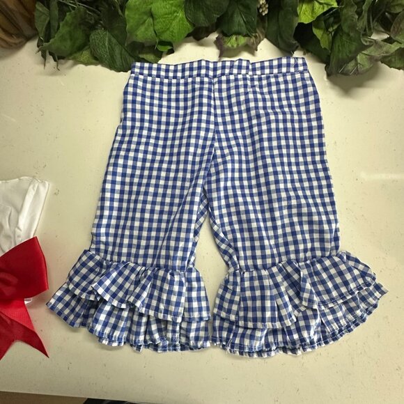 Hello 1st Grade Girls Outfit White Tank Top & Blue Gingham Ruffle Shorts With Re - Picture 6 of 6